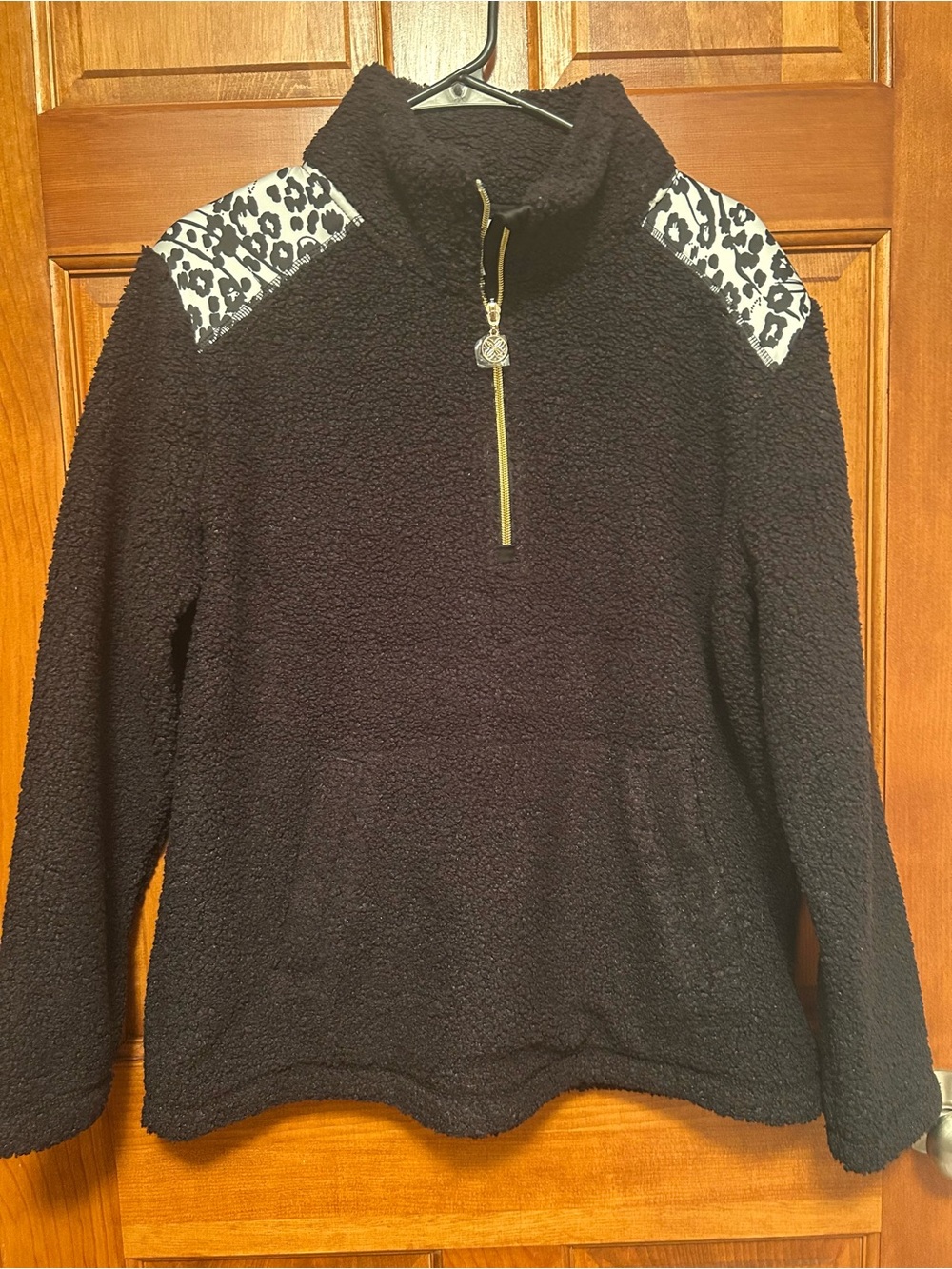 Lilly Pulitzer Wallen Sherpa Pullover Half Zip in Noir Size Medium NWT